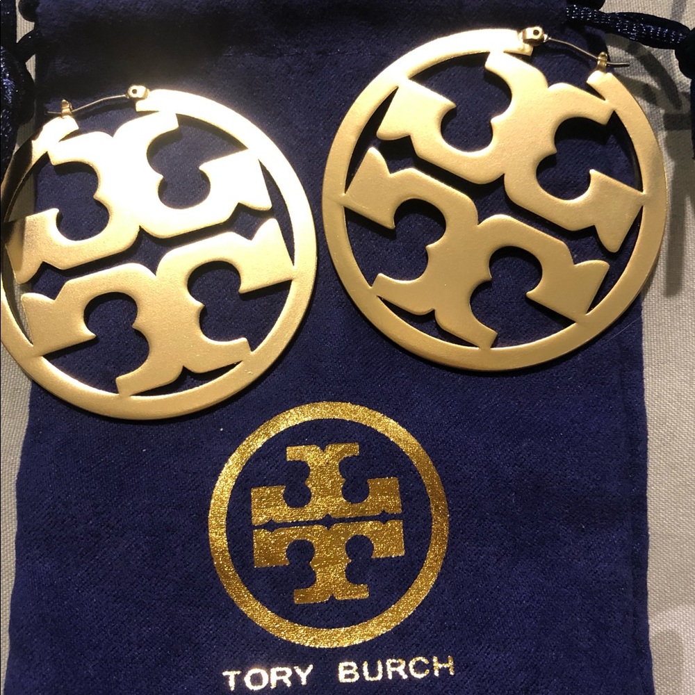 Tory Burch Miller Logo Hoop Earrings